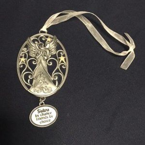 Pewter Angel in Prayer Hanging Ornament Sisters by Chance 4"x2"